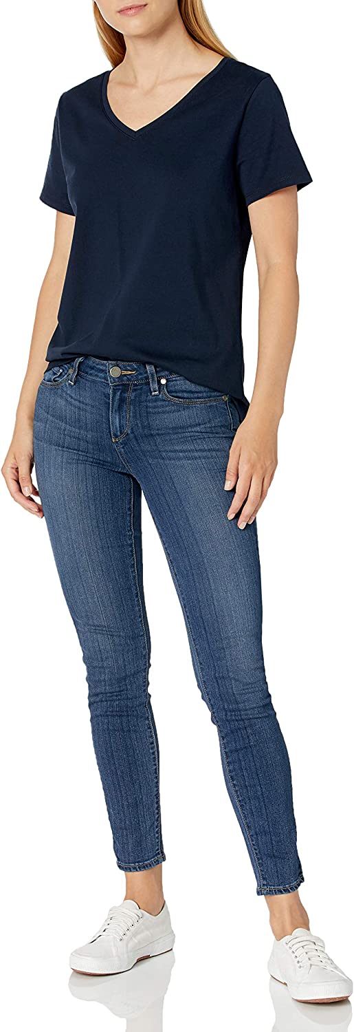 Essentials Women's Classic-Fit 100% Cotton Short-Sleeve V-Neck T-Shirt (Available in Plus Size), Pack of 2 - Image 4